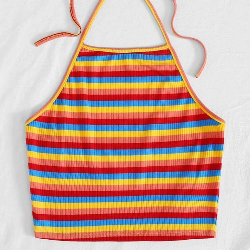 Rib-knit halter top